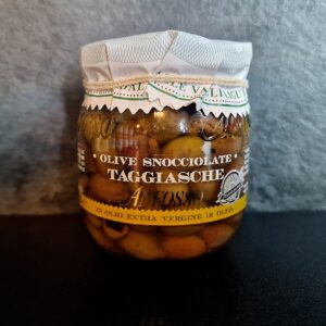 Olive Snocciolate Taggiasche in Olio Extra vergine di Oliva 185g